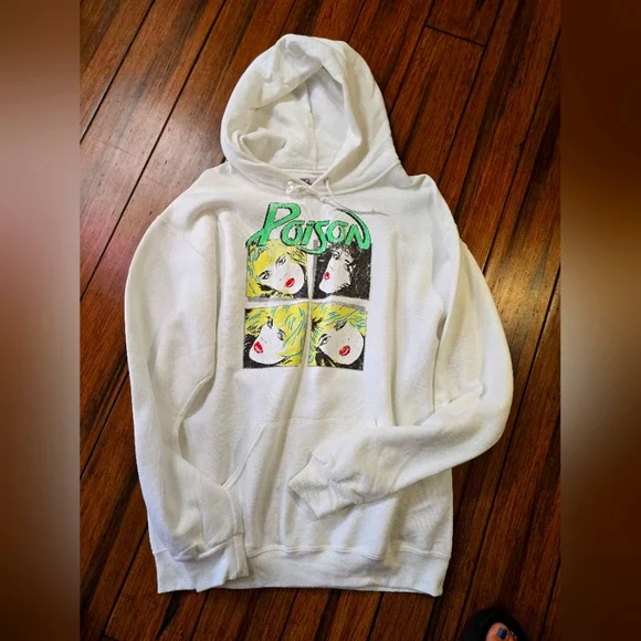 White Poison Graphic Hoodie Size Medium Nwot - Picture 1 of 2